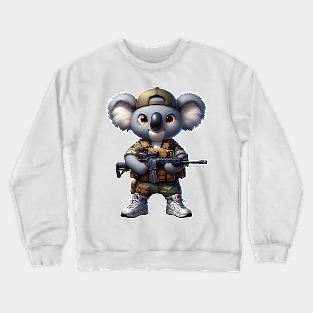Tactical Koala Crewneck Sweatshirt by Rawlifegraphic